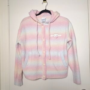 Cinnamaroll by Sanrio Pastel Striped Hooded Cardigan with Character Embroidery M